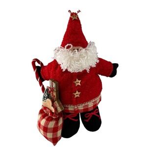 Russ Berrie Judy Lynn Country Santa Plush Doll Handmade Christmas Decor Fleece